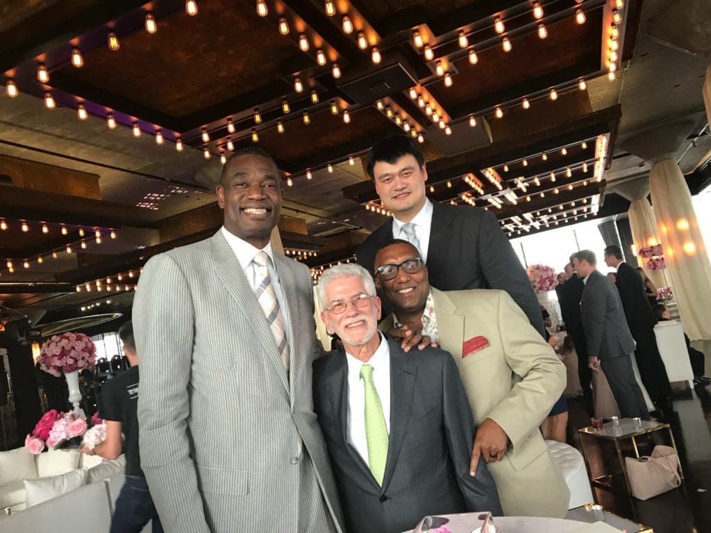 Dikembo Mutombo, Dr. Jim Muntz, Yao Ming, Rockets trainer Keith Jones