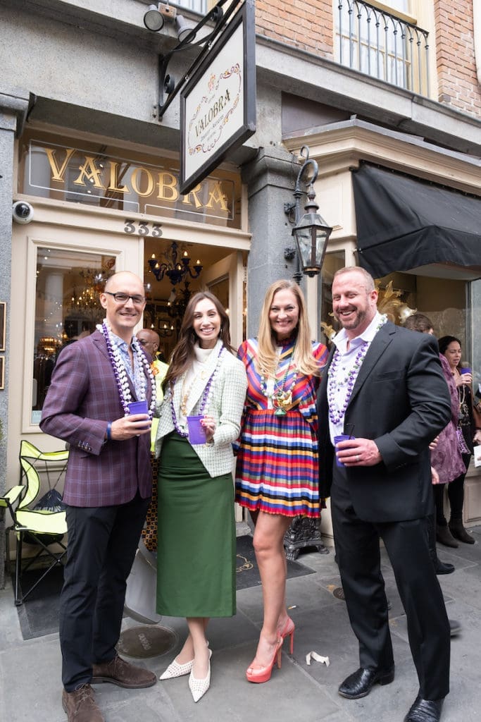 Dr. Jorge & April Salazar, Rachel & Tom Regan join the cocktail party at Valobra Master Jewelers in New Orleans' French Quarter (Photo by Daniel Ortiz)
