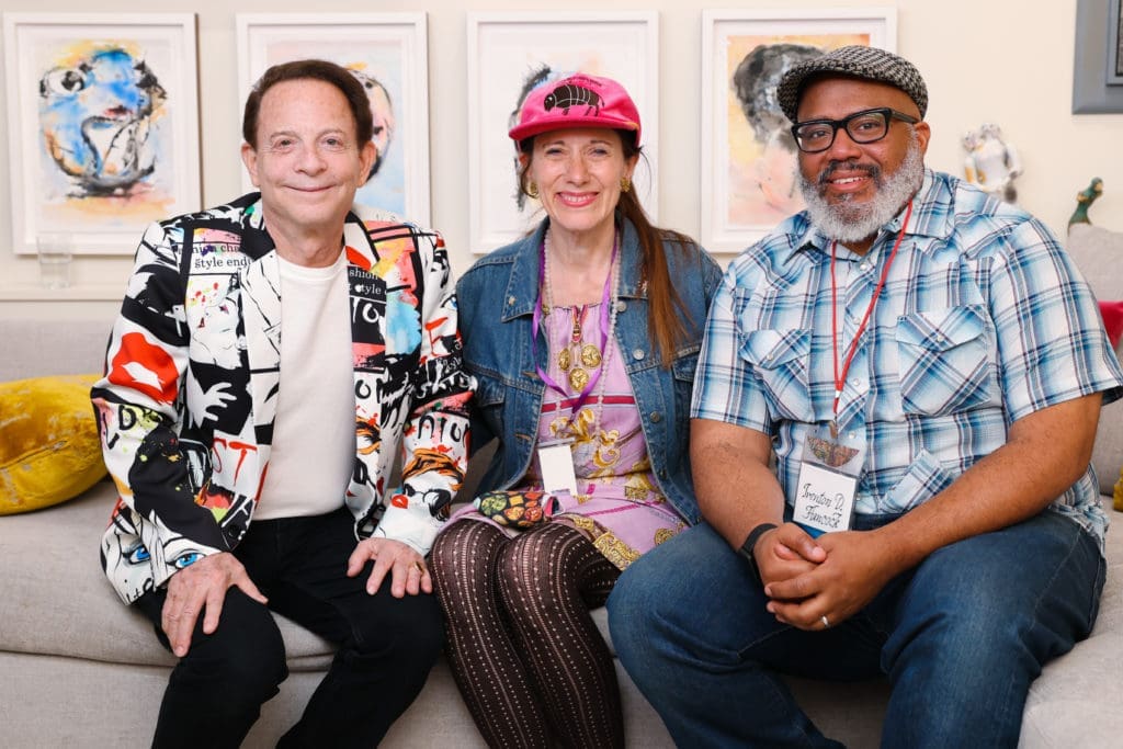 Host Lester Marks, Catherine D. Anspon, Trenton Doyle Hancock (Photo by Johnny Than)