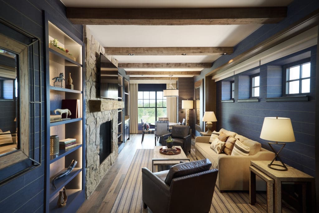 The Lucchese Fireplace Suite, custom designed and curated in partnership with Lucchese Custom Collection (Photo by Hotel Drover)