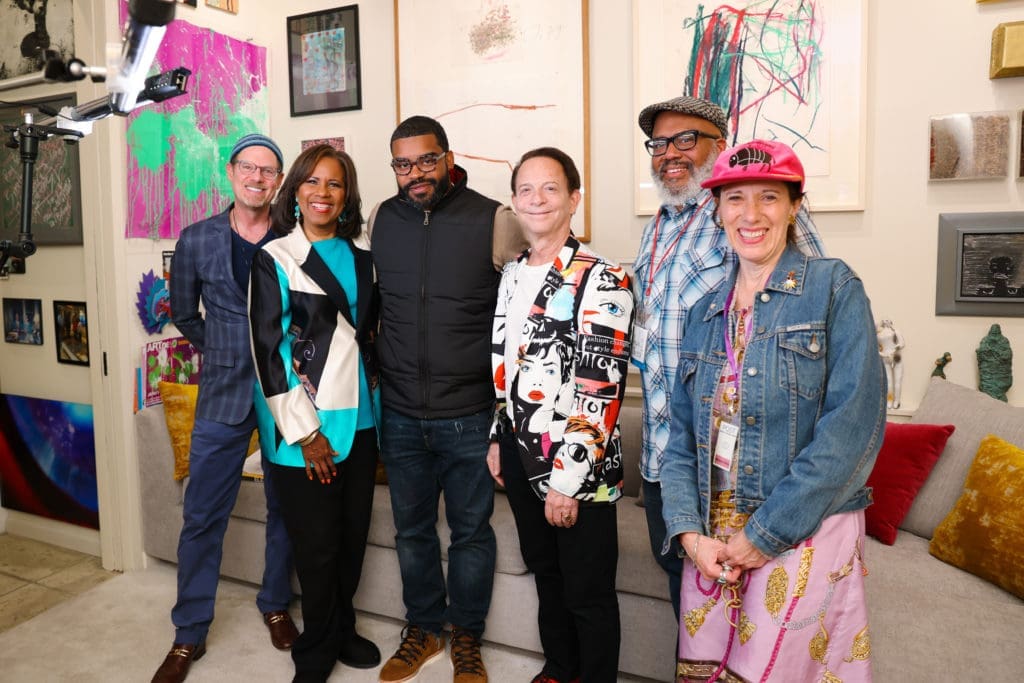 Marc Shindler, Melanie Lawson, LaMonté French, host Lester Marks, Trenton Doyle Hancock, Catherine D. Anspon (Photo by Johnny Than)
