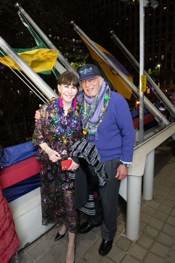 Shelby Hodge & Shafik Rifaat at the Krewe of Hermes parade watch party  (Photo by Daniel Ortiz)