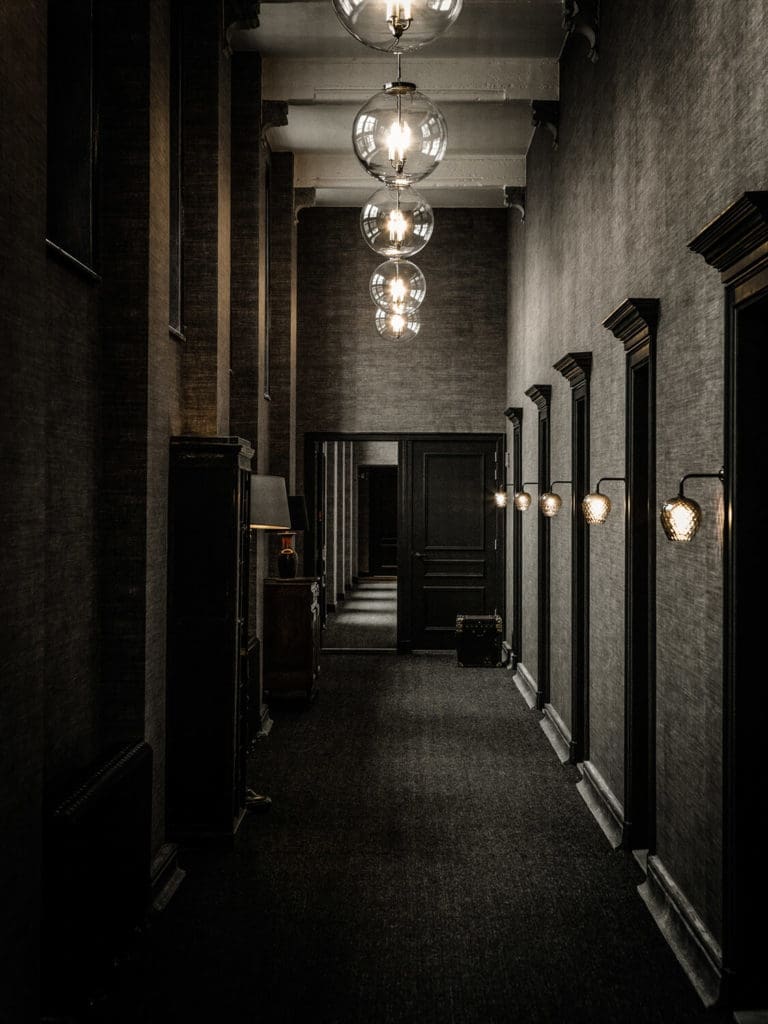 Hector Finch lighting in Zannier Hotel Ghent