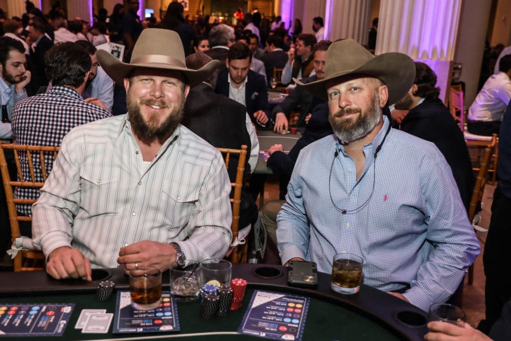 Jacob Boles, Matt Diffendal at the Oil & Gas Texas Hold 'Em tournament  (Photo by Priscilla Dickson)