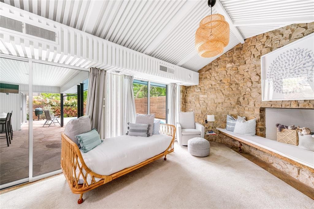 The glamorous room opens right up to the pool. 