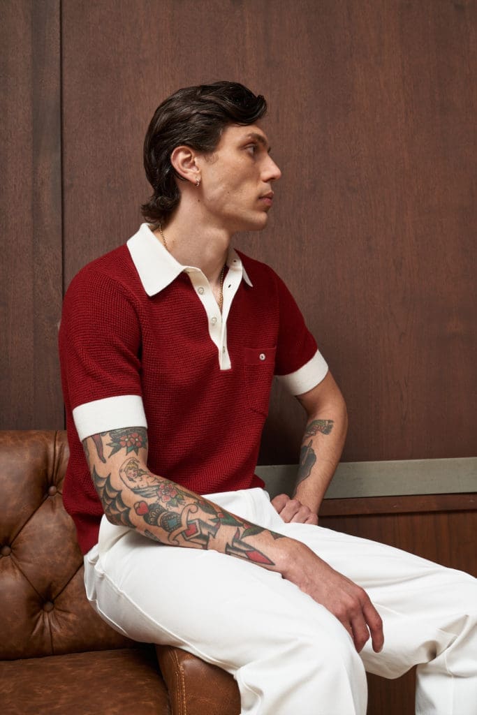 Our Lady of Rocco marino wool polo with pearl buttons. ($225)
