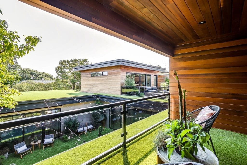 Second level balconies and patios add to the living space.
