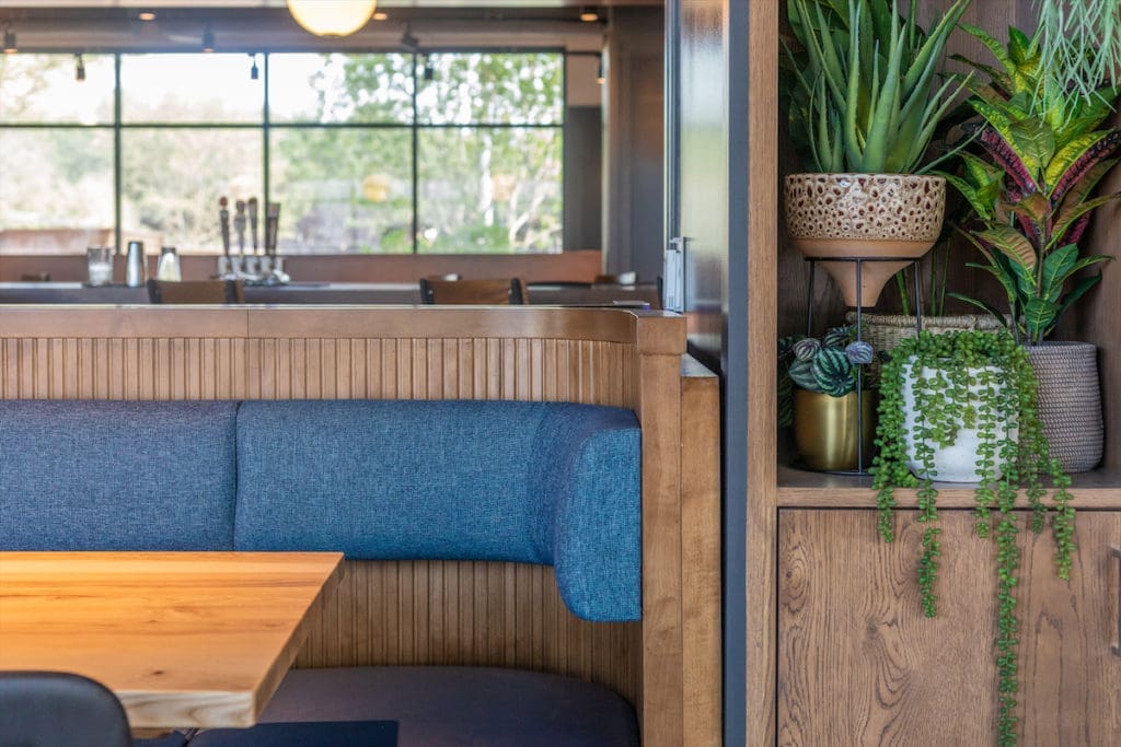 A cozy corner at Roundhouse food hall. 