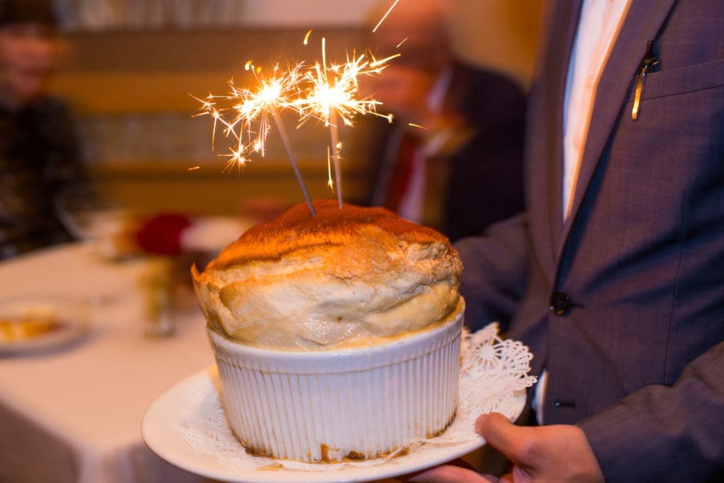 The apricot soufflé dessert at the Tony's Day in Houston dinner celebration (Photo by Andrew Hemingway)