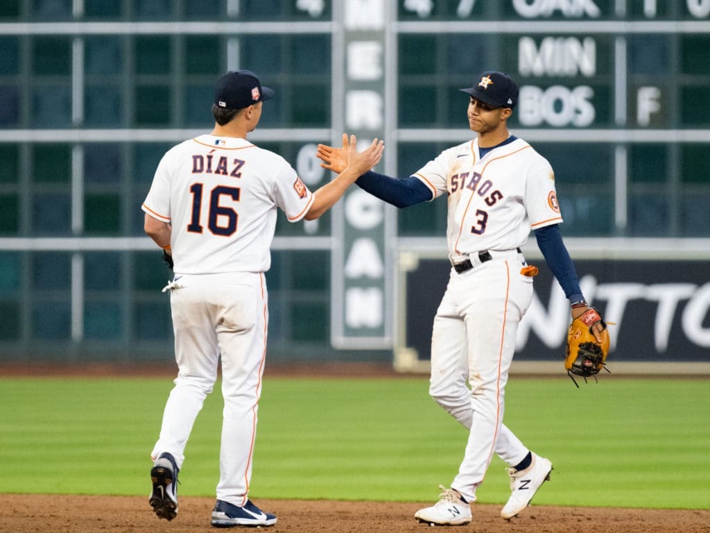 Aledmys Díaz and Jeremy Pena could be the Houston Astros' double play combo until Jose Altuve's hamstring heals. (Photo by F. Carter Smith)