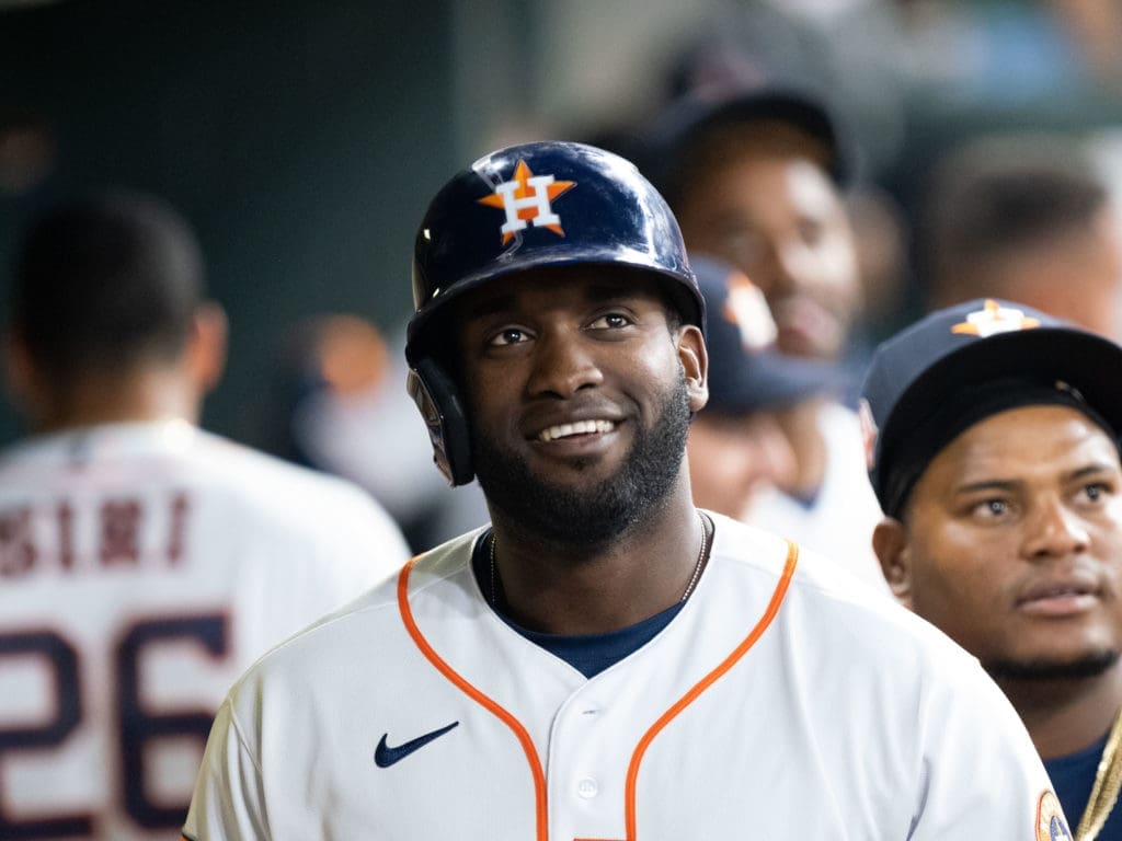 When Yordan Alvarez is smiling, good things are usually happening for the Houston Astros. (Photo by F. Carter Smith)