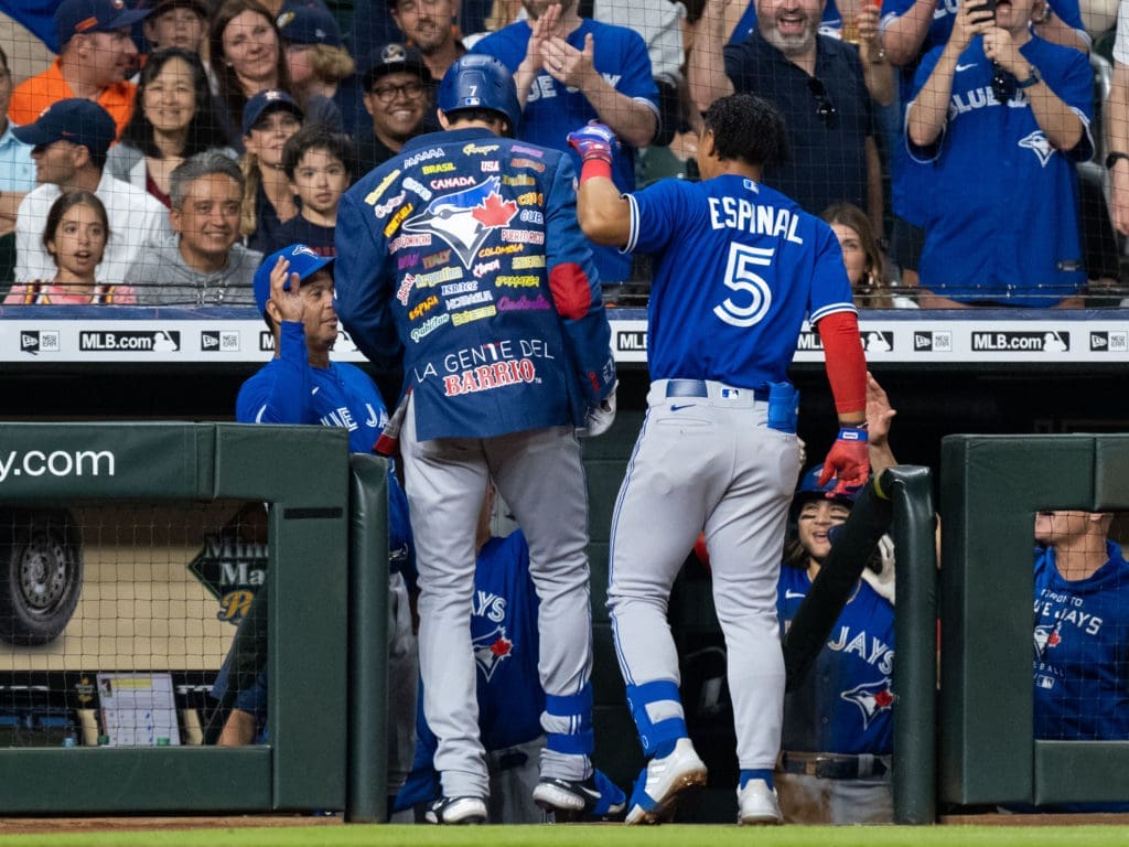 The Toronto Blue Jays home run jacket is getting a lot of use at Minute Maid Park. (Photo by F. Carter Smith)