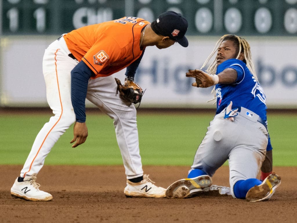 More and more opponents are looking up at Astros rookie shortstop Jeremy Pena these days. (Photo by F. Carter Smith)