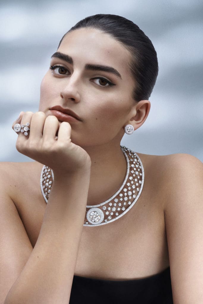 From De Beers Jewellers' The Alchemy of Light Atomique collection on display in the Galleria boutique.