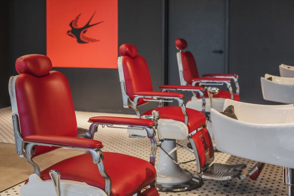 Chairs at Squared Away, The Village’s barber shop. 