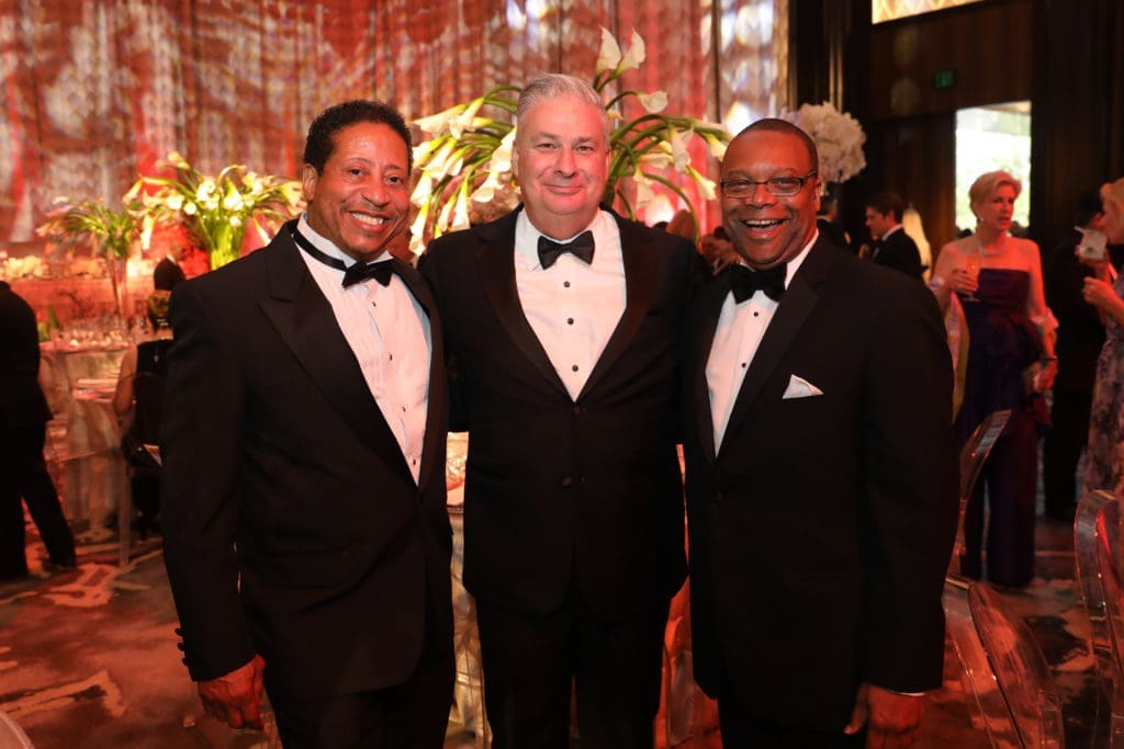 David Rainey, Butch Mach, Shawn Hamilton at the Alley Theatre 75th anniversary gala (Photo by Priscilla Dickson)