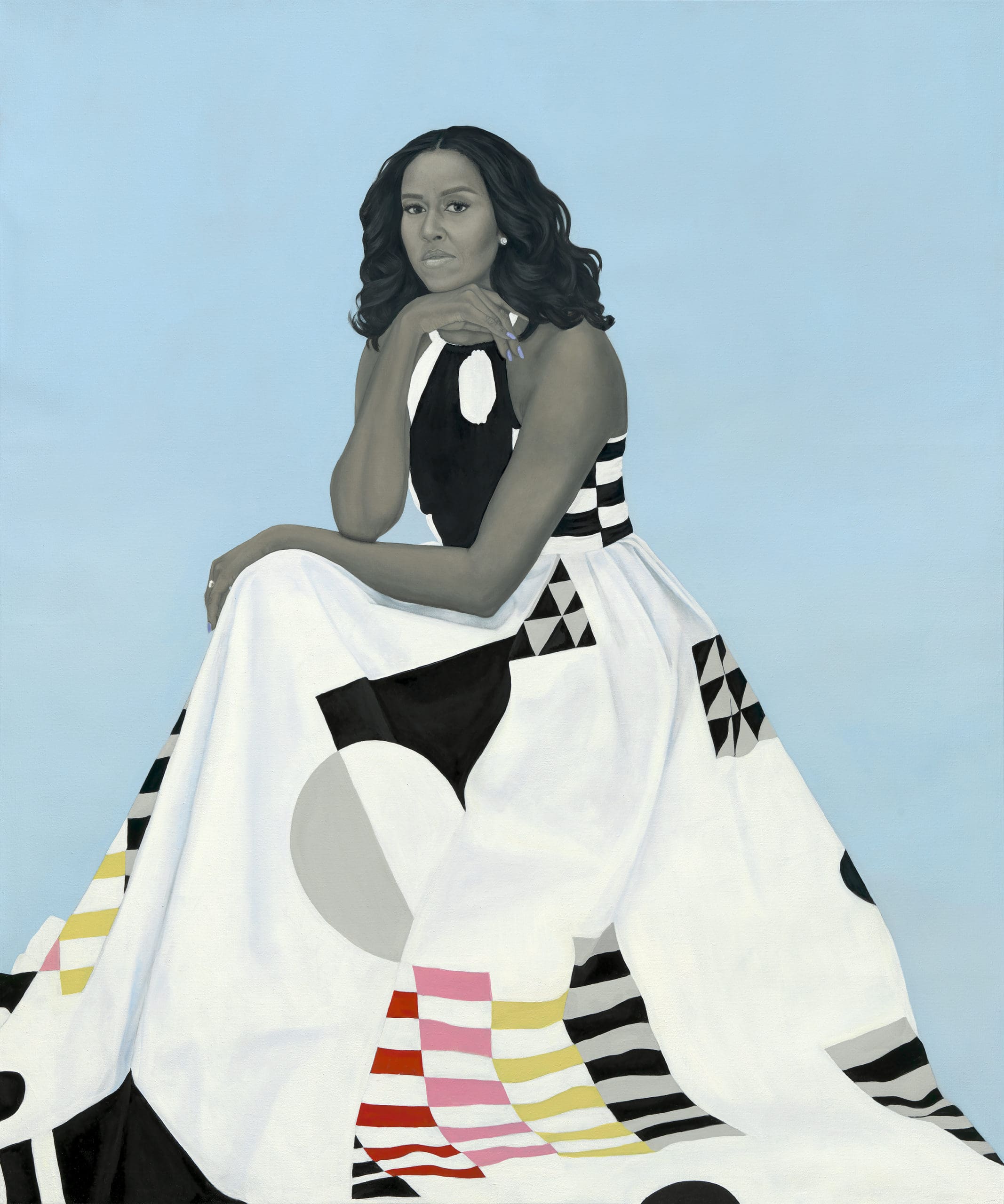 Michelle LaVaughn Robinson Obama, 2018, by Amy Sherald, oil on linen, National Portrait Gallery, Smithsonian Institution. Photo courtesy of Museum of Fine Arts, Houston.