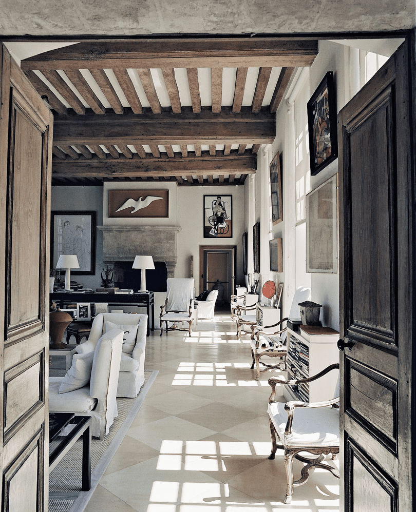 Grand Salon at Hubert de Givenchy's Chateau du Jonchet in the Loire Valley
