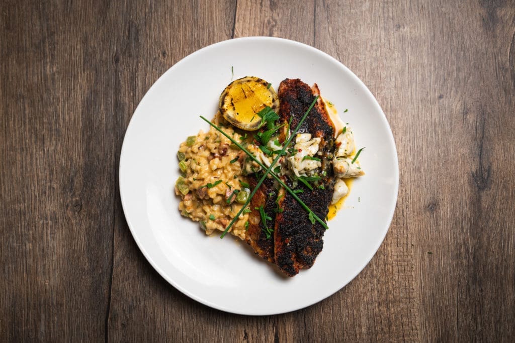 A soon-to-be signature entree at The Warwick is chef Ware's Snapper Orleans. (Photo by Raydon Creative)