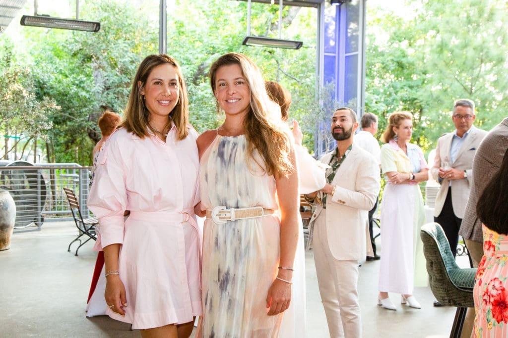 Monica Radoff, Claudia Hoz de Vila at the Buffalo Bayou Partnership Cocktails in Bloom fundraiser at Flora (Photo by Lawrence Elizabeth Knox)