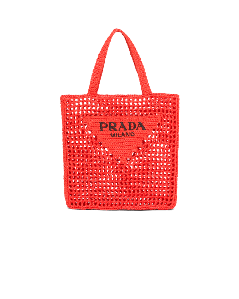 Prada raffia red tote bag, $1,690, available at Neiman Marcus NorthPark and Prada.com