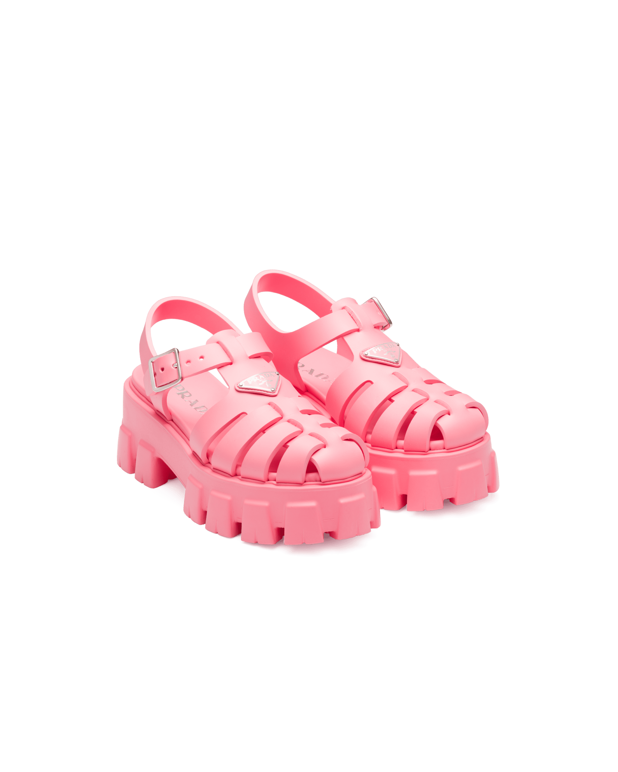 Prada foam rubber sandals in begonia pink, $690, available at Neiman Marcus NorthPark and Prada.com