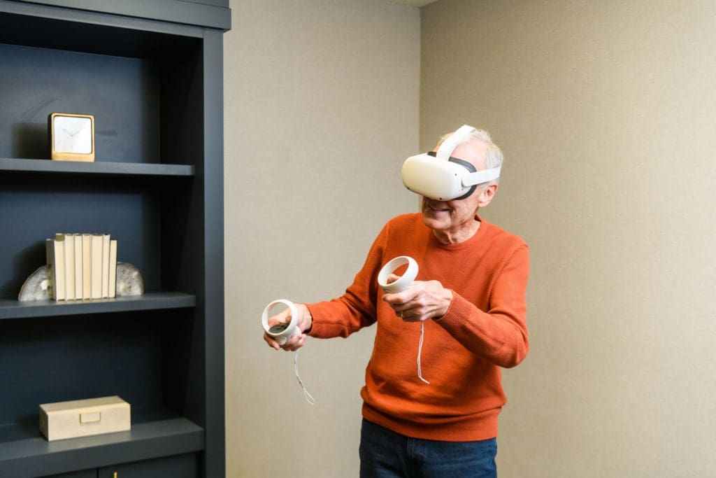 The Engage Vr Program lets Watermark at Houston Heights residents travel the world without leaving the building. (Photo by Heather Durham Photography)