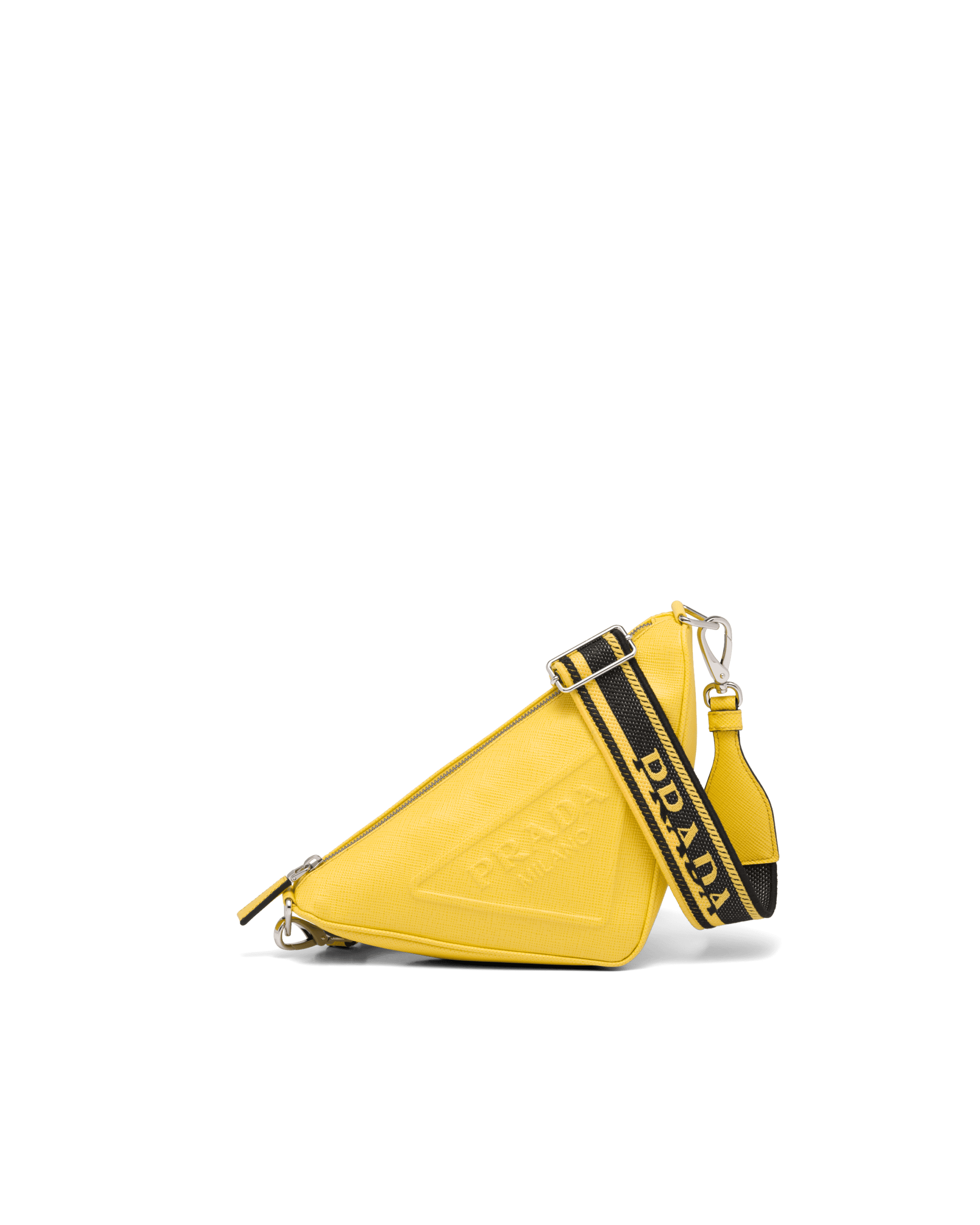 Saffiano Prada Triangle Bag in yellow, $2,450, available at Neiman Marcus NorthPark