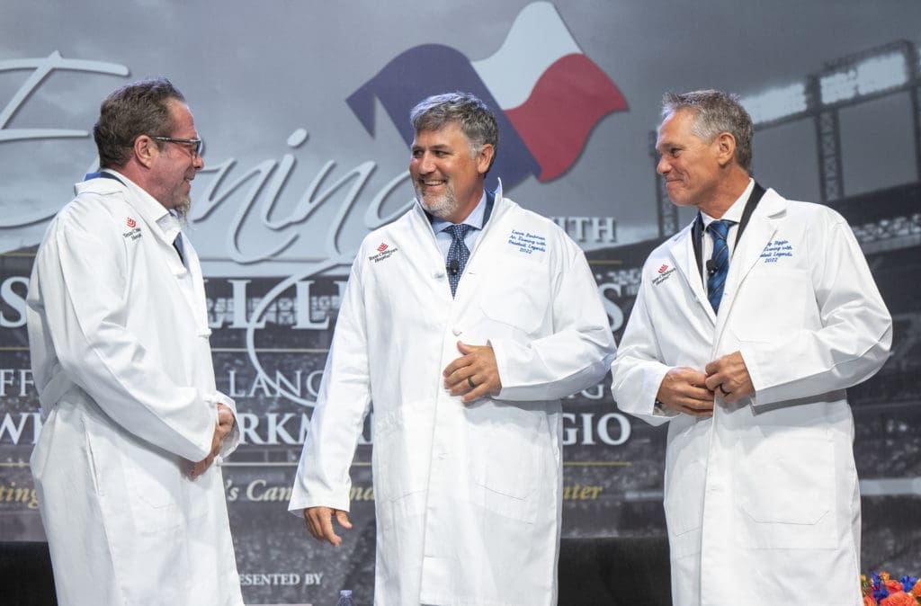 The Astros' Killer B's, Jeff Bagwell, Lance Berkman and Craig Biggio, become Texas Children's Dr. B's with presentation of monogramed lab coats.