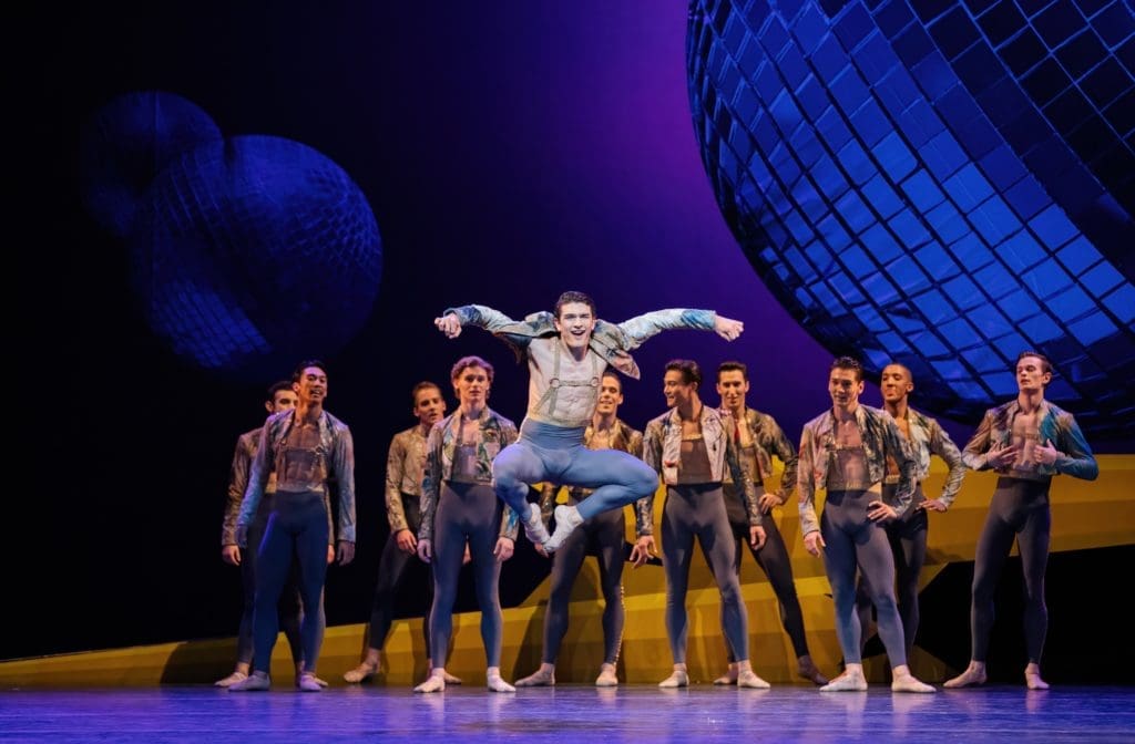 Houston Ballet Corps de Ballet dancer Fernando Martin-Gullans with Artists of Houston Ballet in Trey McIntyre’s Pretty Things. (Photo by Amitava Sarkar)