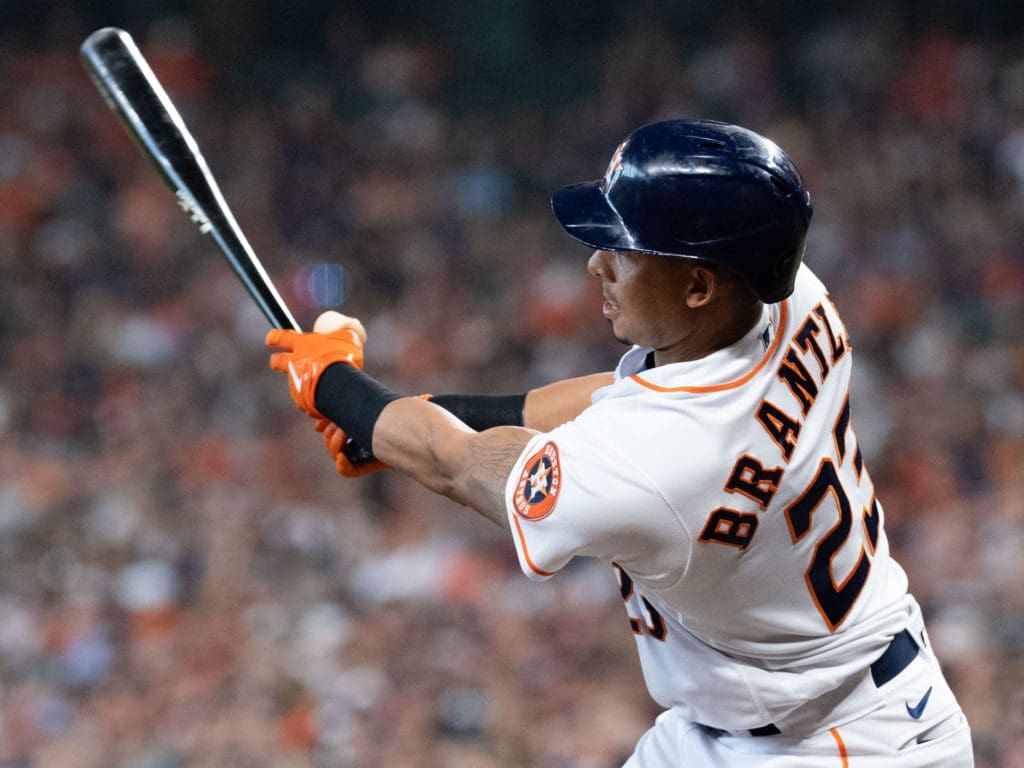 Michael Brantley can still scorch baseballs for the Houston Astros. (Photo by F. Carter Smith)