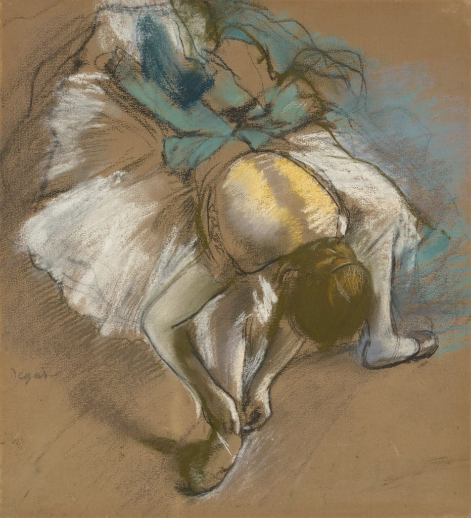 This Degas, Danseuse attachant son chausson, speaks to Anne Bass' passion for dance, especially ballet.