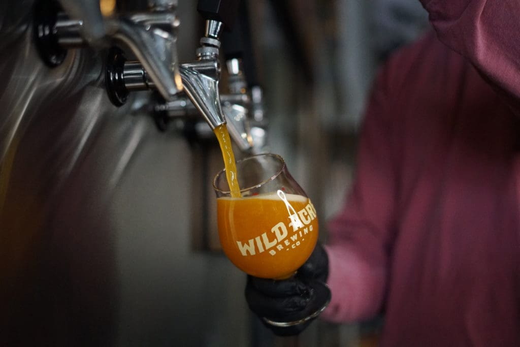 The Wild Acre Restaurant and Beer Garden offers several Wild Acre Brewing beers on draft including the popular Texas Blonde.