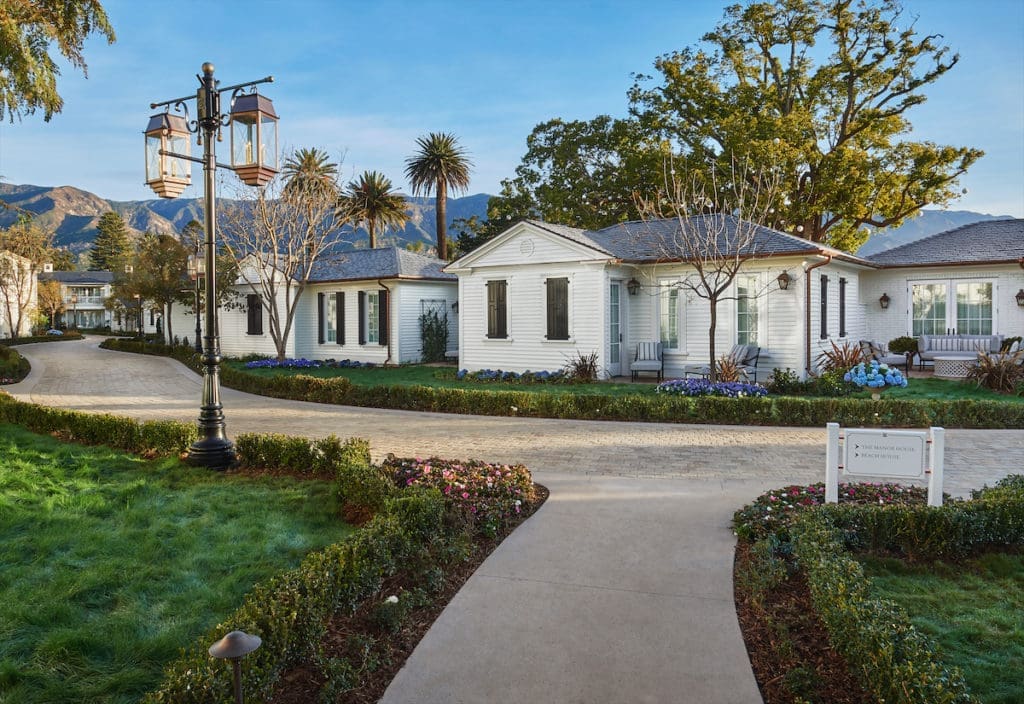 The grounds of the Bungalow Suites at Rosewood Miramar.