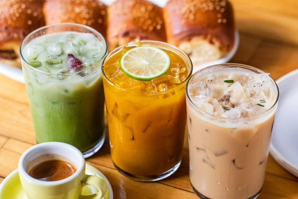Don't miss the chilled drinks at Cafe Louie, including the Strawberry Matcha Tea, a Ginger-Turmeric Spritz, and Rosemary Caramel Iced Latte (Photo by Becca Wright)