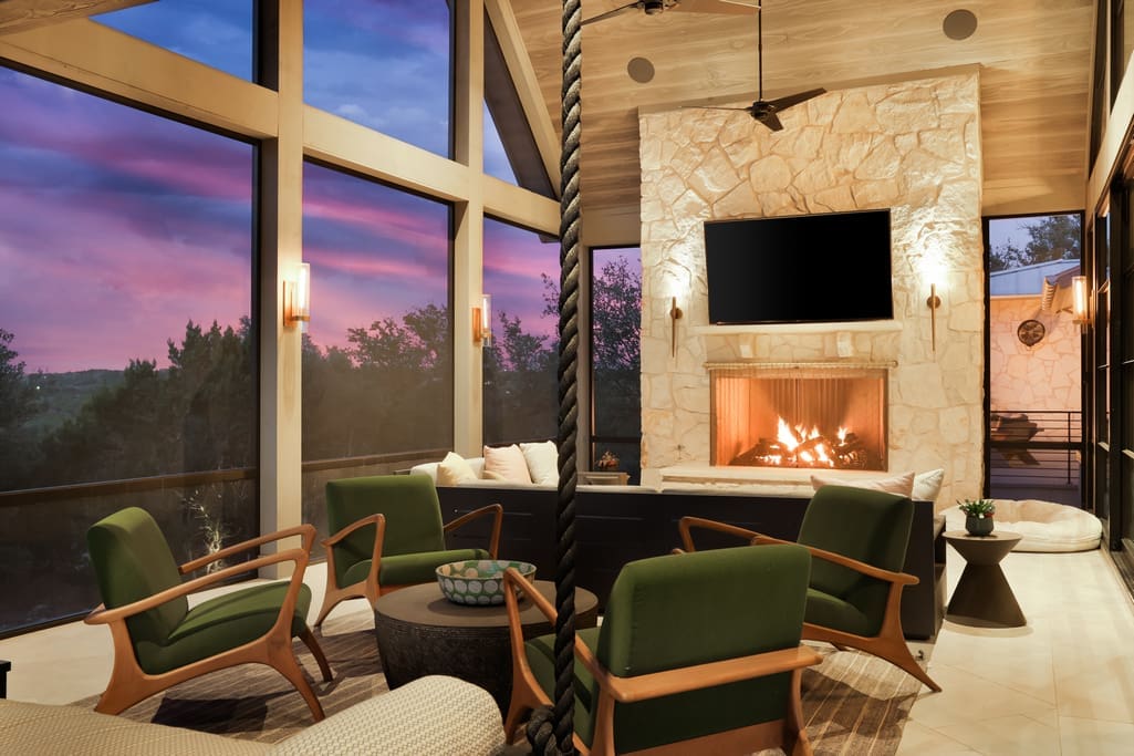 One of nine fire features at 8 Oaks in the Texas Hill Country (Photo courtesy of Douglas Elliman Real Estate)