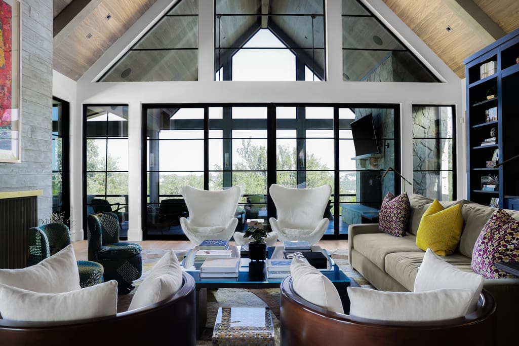 The great room living area at 8 Oaks in the Texas Hill Country  (Photo courtesy of Douglas Elliman Real Estate)
