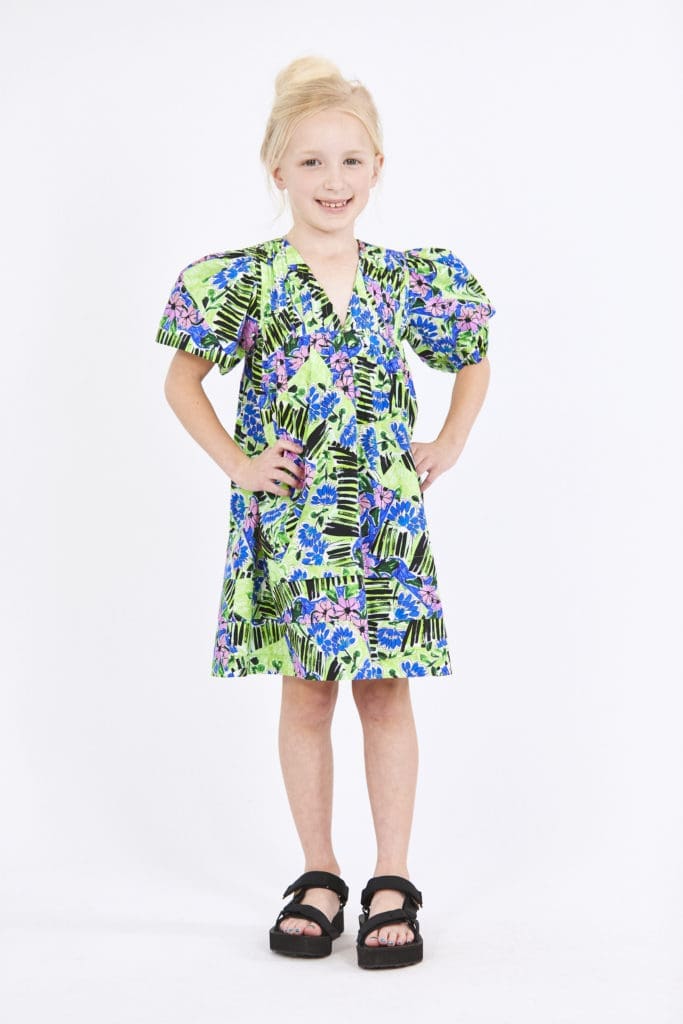 Hunter Bell NYC Jenkins dress for kids in Erratic Azalea pattern