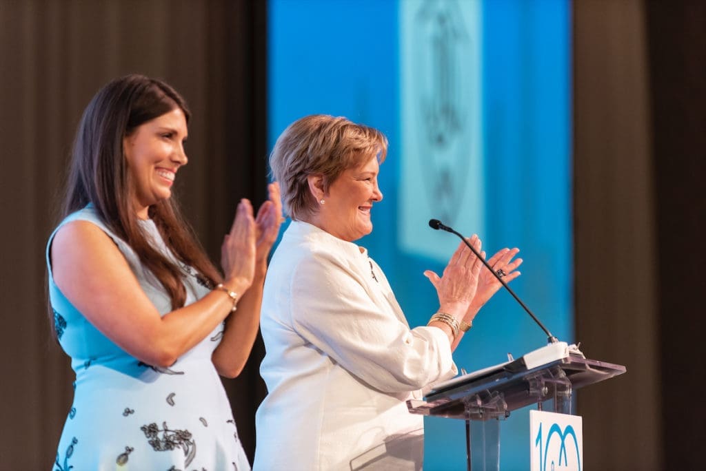 Junior League of Dallas Centennial Co-chairs Andrea Cheek and Margo Goodwin. (Photo by Celeste Cass)