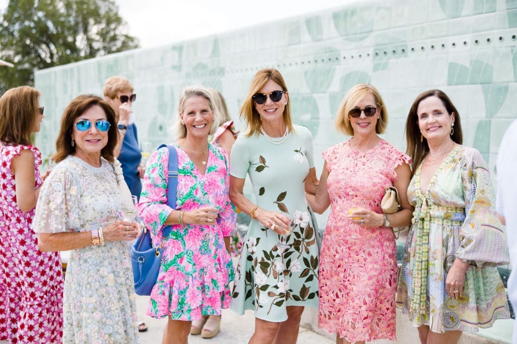 Marji Hill, Meredith Lamberton, Emily Clay, Kathy Boyd, Andria Francis at the lunch celebrating Emily Clay's $1 million gift to Houston Botanic Garden. (Photo by Hung L. Truong Photography )