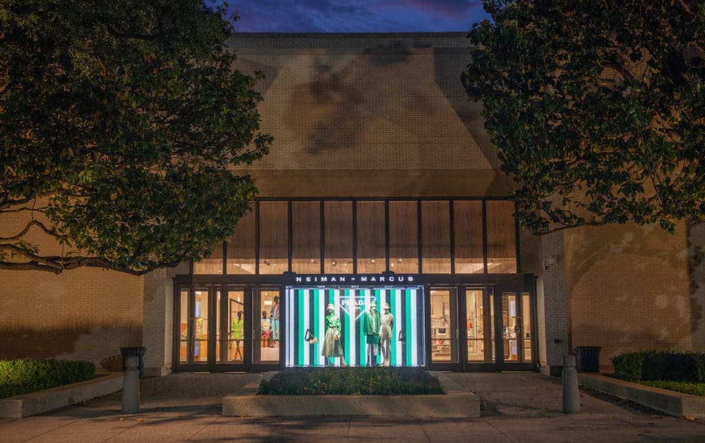 The Neiman Marcus NorthPark window display for Prada Tropico