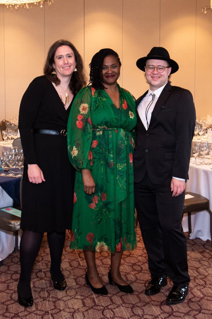 Readers Isle McElroy, Niki Herd, Justin Jannise at the 2022 Inprint Poets and Writers Ball  (Photo by Michelle Watson, CatchLightGroup.com)