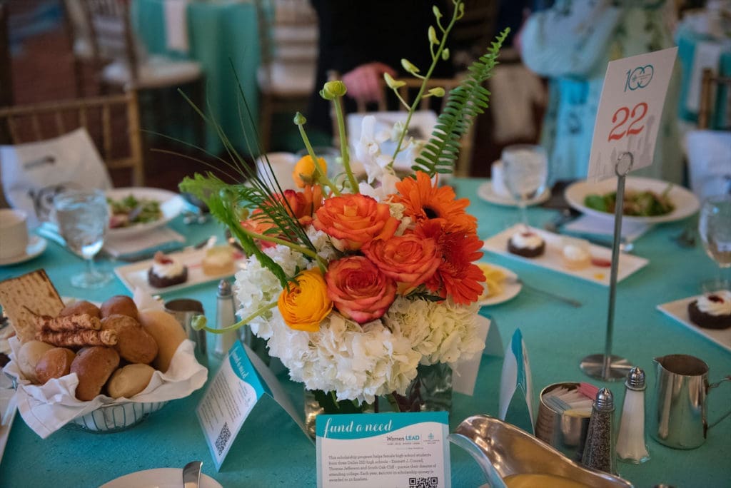 A table setting from the Junior League of Dallas Centennial Milestones  Luncheon. (Photo by Tamytha Cameron)