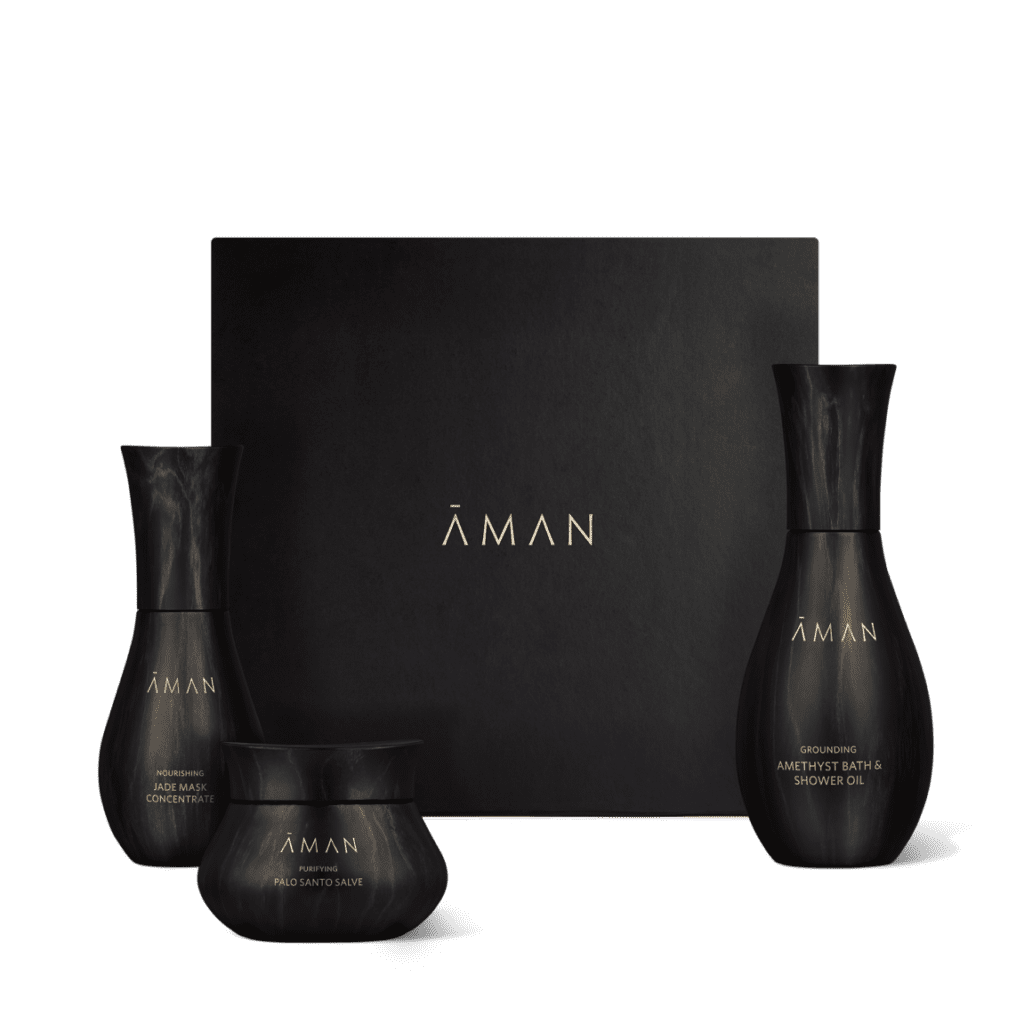 The Aman Skincare Travel Essentials Set is a must for any vacation.