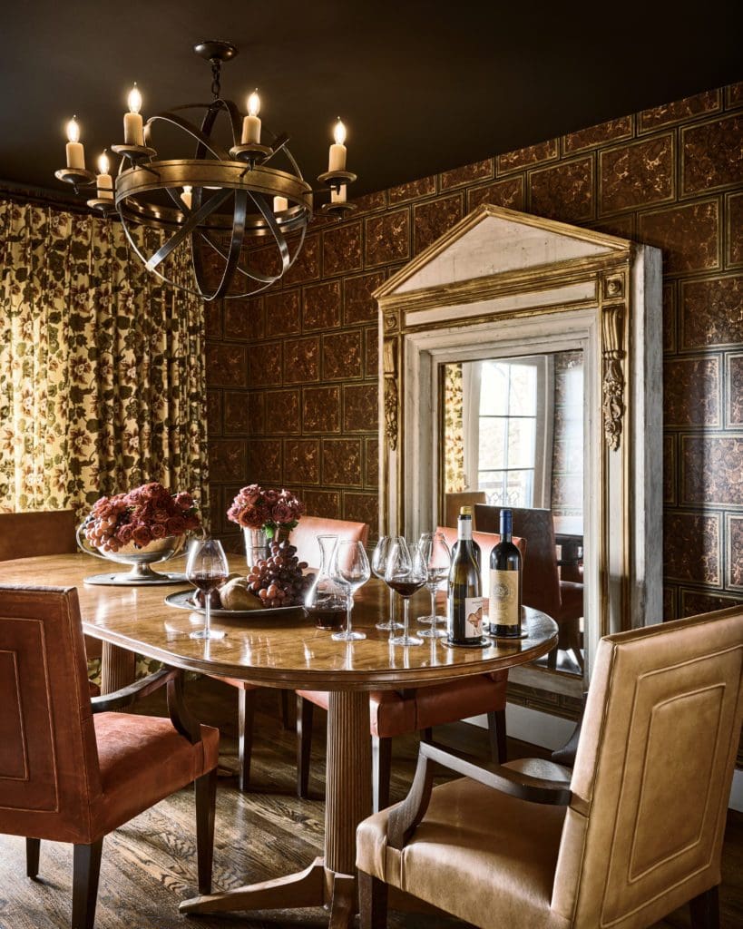 A private dining room in the Marcia apartment at Casa Duro includes antiques and furniture from Dessin Fournir. (Photo by Stephen Karlisch)