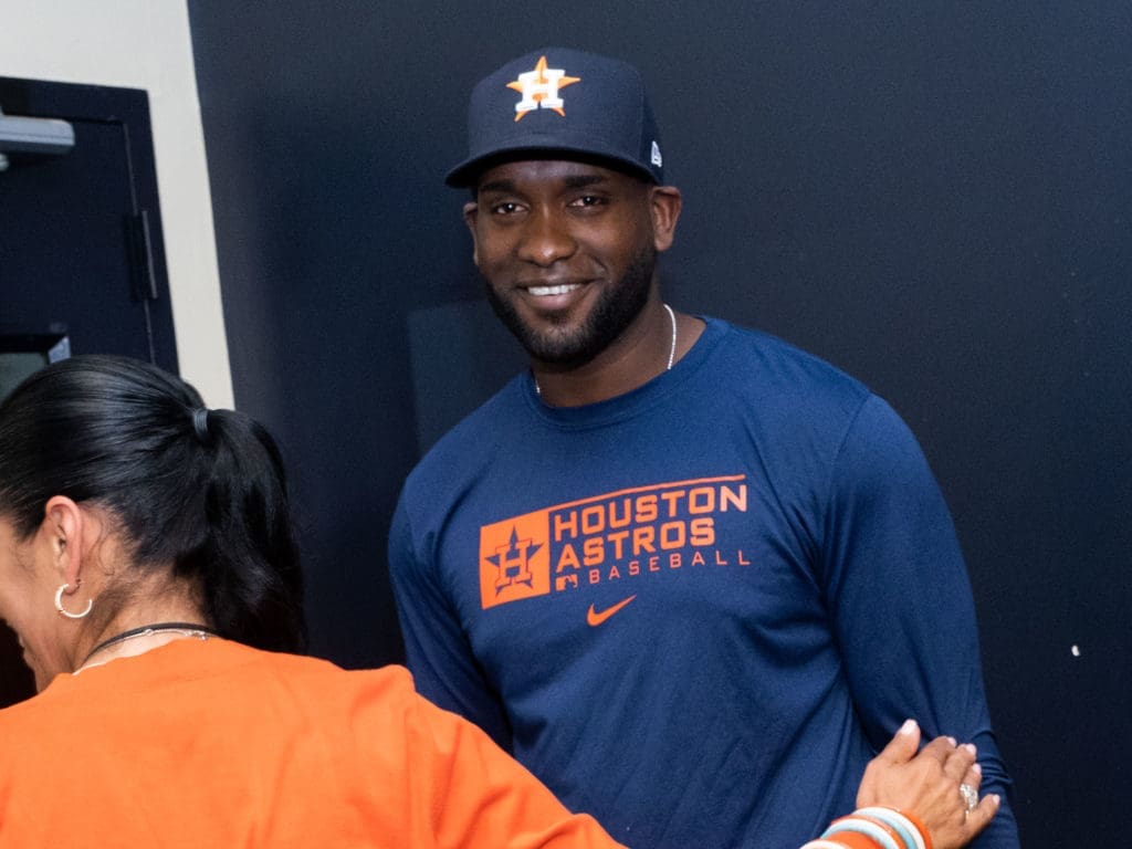Houston Astros outfielder Yordan Alvarez has reason to be all smiles these days. (Photo by F. Carter Smith)