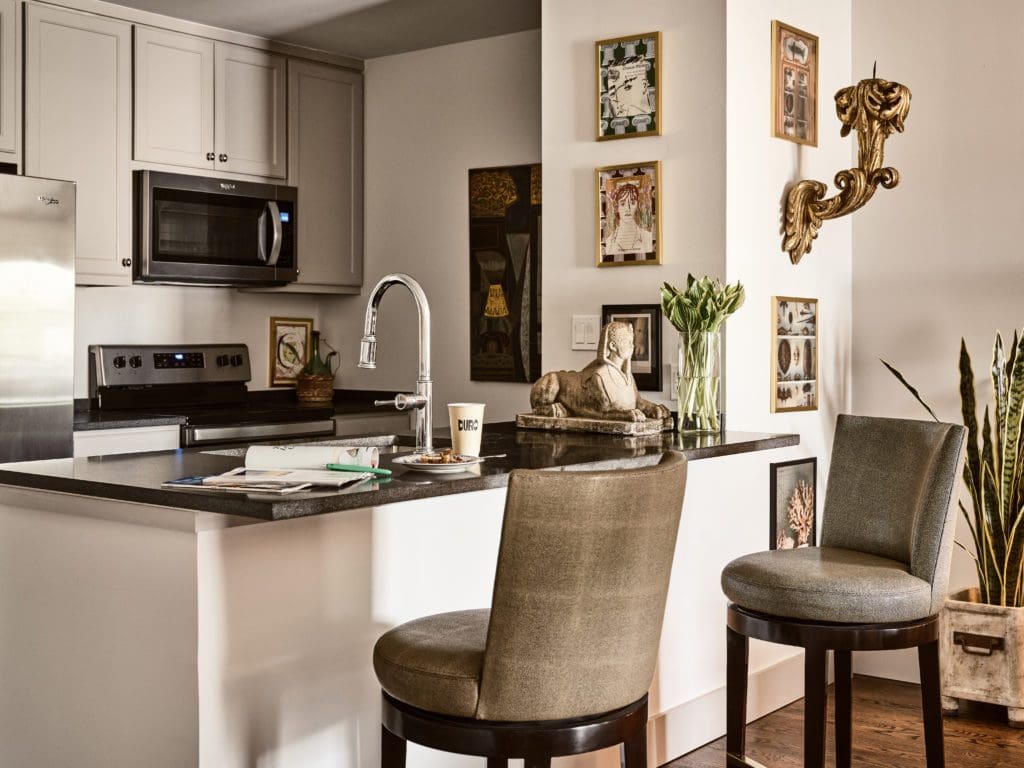 A kitchen inside the Priscilla apartment .(Photo by Stephen Karlisch).