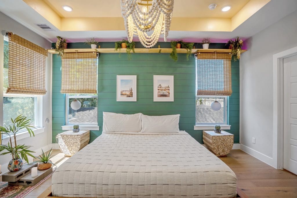 Decor throughout the three bedroom house implies the Tulum inspiration.
