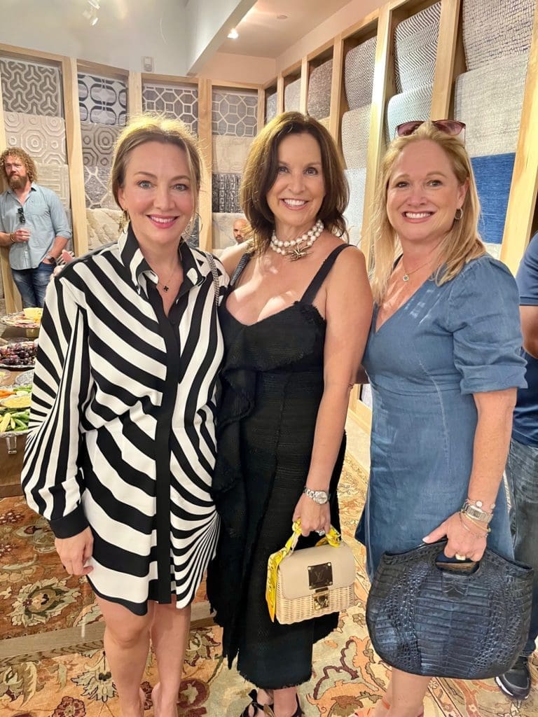 Jennifer Stevenson, Julie Oliver, Kikki Wilson at Arsin Rug Gallery for Ronel Golden's book signing (Photo by Kathryn Smith)