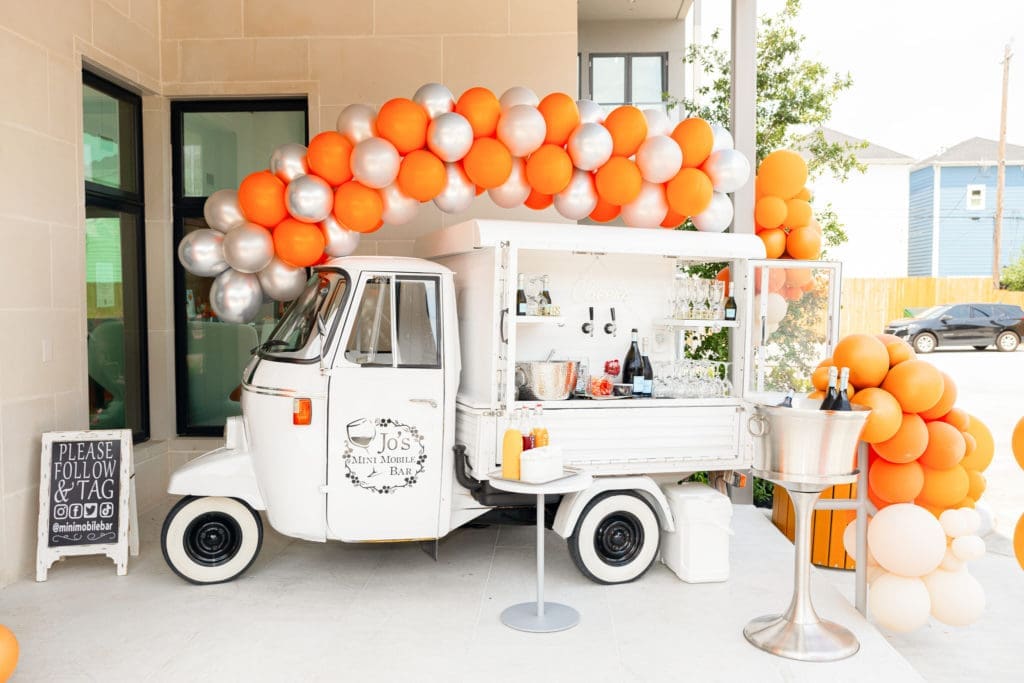Jo's Mini Mobile Bar at Nancy Almodovar's birthday brunch at Nan & Company Properties flagship office (Photo by Nan Studios)